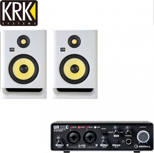 KRK ROKIT5 G4 White + Steinberg UR22C+ ASP3001스피커패드+1.5m케이블포함